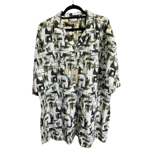 NWT Stacy Adams Men's Linen Abstract Print Shirt Size 3X - Picture 1 of 4